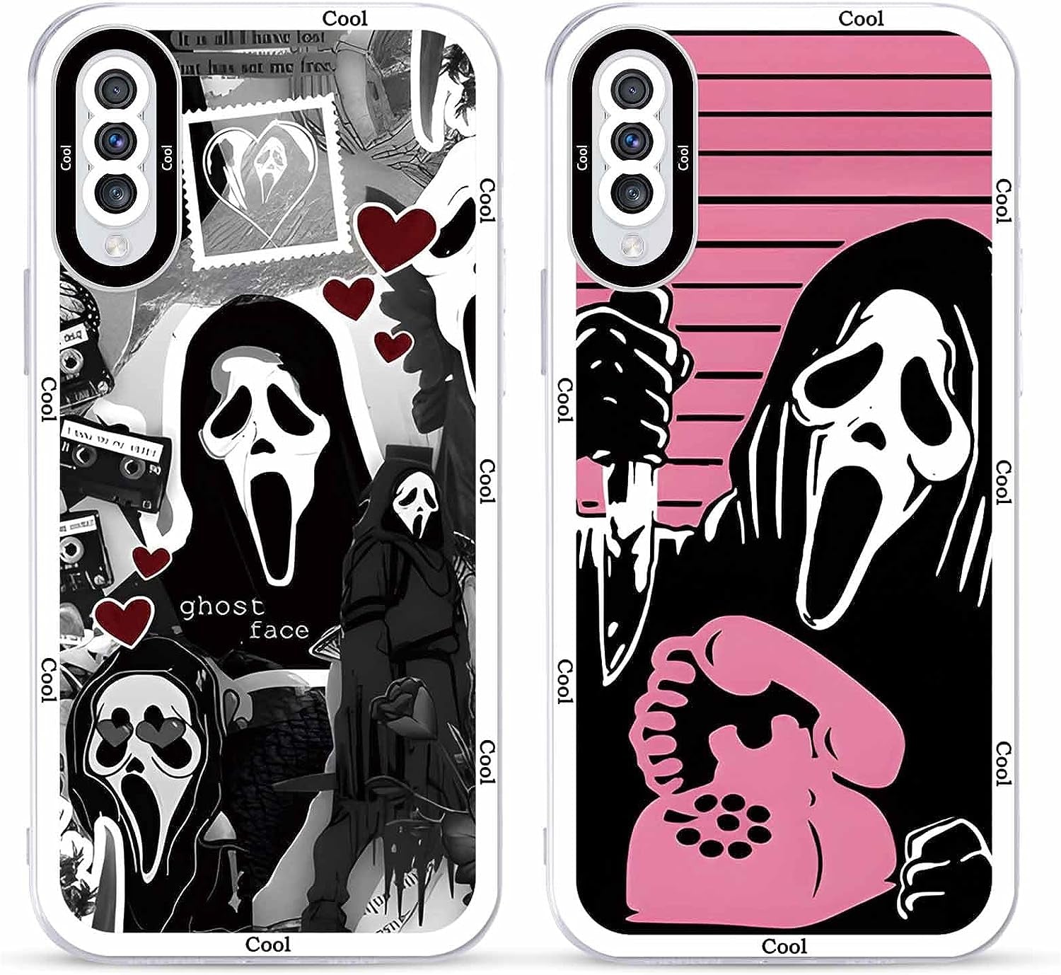 2 × Phone Case for Samsung Galaxy S20/S11E Case Clear 6.2",Scream Horror Movie Printed, Cute Skull Pattern Design Transparent Cases for Women Men Girls, Soft TPU Funda for Samsung S20/S11E,Ghost Face  DZY US Samsung Galaxy A70  