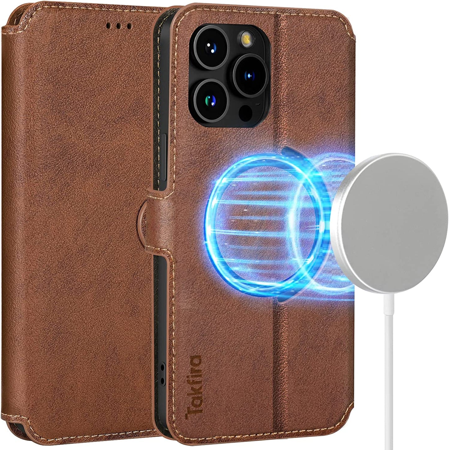 TAKFIRA Iphone 14 Pro Max 6.7" Wallet Case Compatible with Magsafe, Magnetic Flip Wallet Case with Card Slots, [Support RFID Blocking] [Kickstand] for Iphone 14 Pro Max 5G 2022 (Brown)  TAKFIRA   