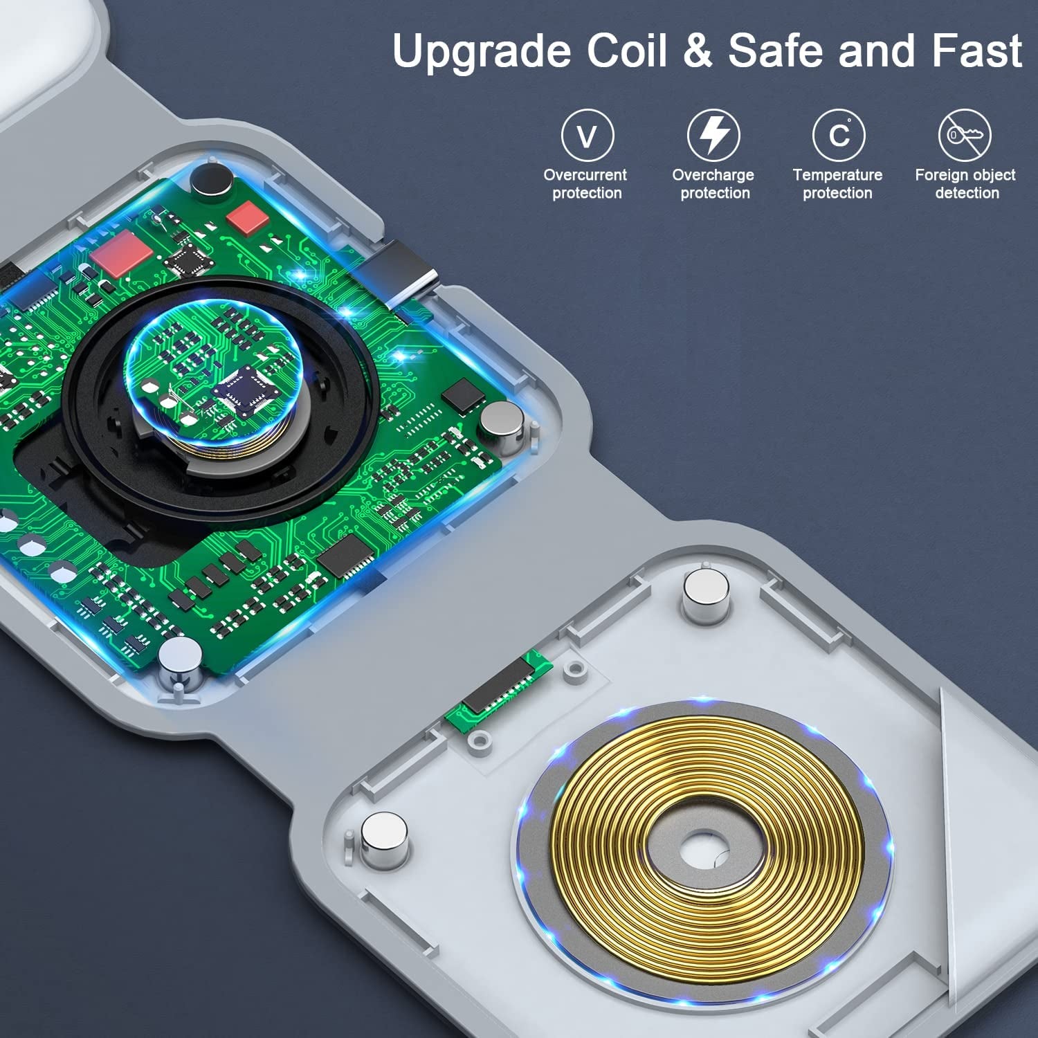 Wireless Charger 3 in 1,RTOPS Magnetic Travel Wireless Charging Station Multiple Devices,Gan 3 in 1 Charging Station,Compatible for Iphone 14/13/12/Pro/Max,Iwatch,Airpods 3/2/Pro(Adapter Includes)  DongGuanShi WeizhiChuang Technology Co., Ltd   