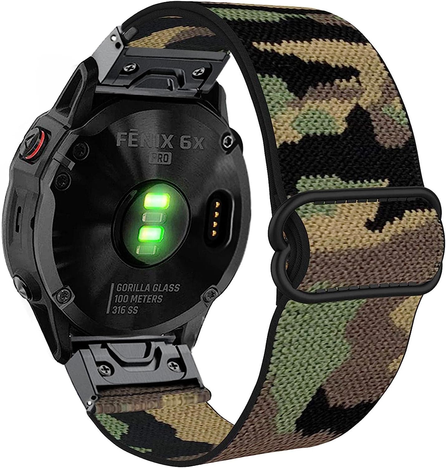 Abanen Elastic Fabric Watch Bands for Fenix 7X / Fenix 6X / Fenix 5X, 26Mm Quick Dry Fit Soft Stretchy Nylon Wristband Strap for Garmin Fenix 6X Pro,Fenix 5X Plus,Enduro,Tactix Delta  Abanen Camo Green  