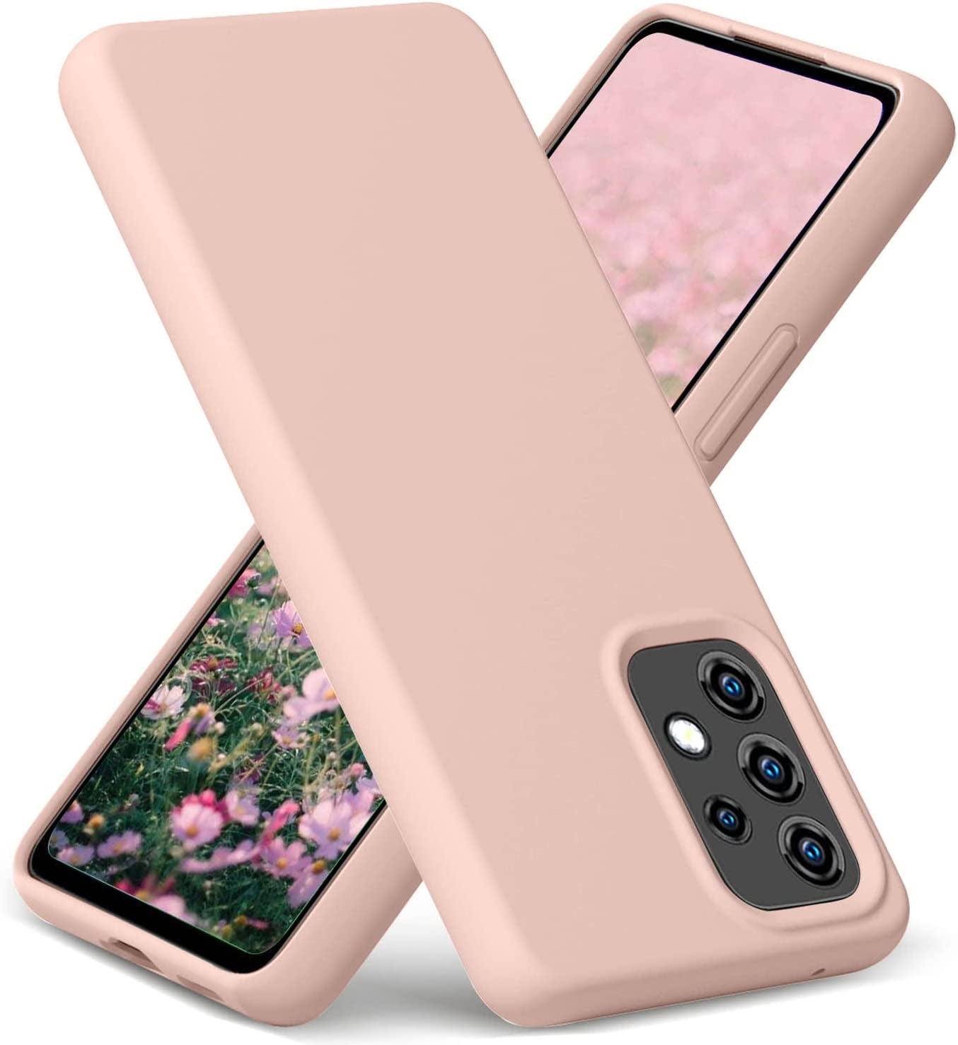 Gueen Compatible with Samsung Galaxy A53 5G Case, Premium Liquid Silicone, with [Camera Protection] [Soft Anti-Scratch Microfiber Lining] Full Body Shockproof Protective Phone Case - Hot Pink  Gueen Pink Sand  