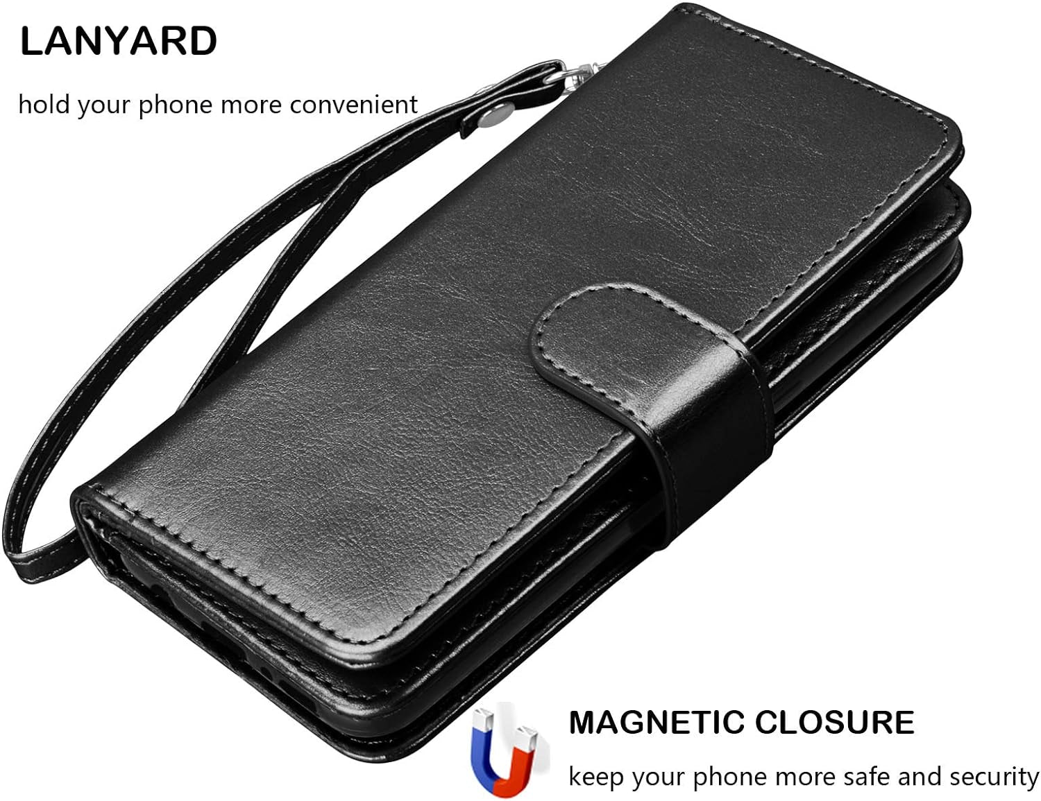 NJJEX Compatible with LG G8 Thinq Case/Lg G8/ LG G8 Thinq Wallet Case, [9 Card Slots] PU Leather ID Credit Holder Folio Flip Cover [Detachable][Kickstand] Magnetic Phone Case & Wrist Strap [Black]  NJJEX   