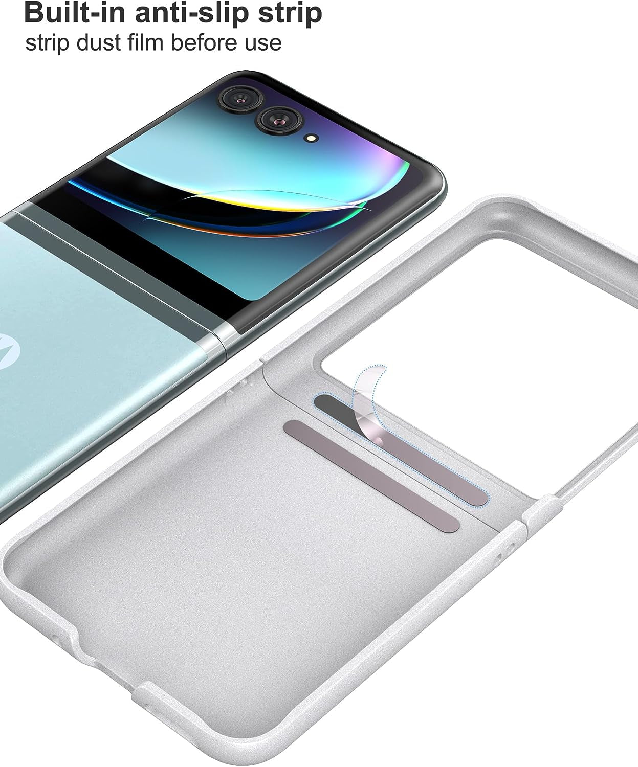 Redluckstar Case for Motorola Razr plus 2023,Thin Slim Fit Matte PC with Non-Slip Full-Body Protection Built in Screen Protection Phone Cover for Moto Razr+ 2023 (Silver+Built in Screen Protector)  redluckstar   