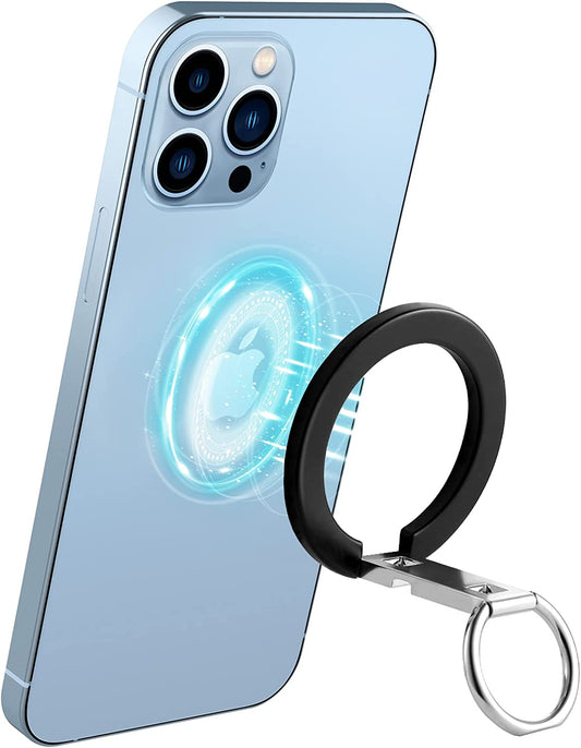 Magnetic Phone Ring Stand for Iphone 14 13 12 Pro Max/Pro/Mini, Compatible with Magsafe Foldable &Adjustable Finger Ring Grip for Wireless Charging -Black  OUTXE   