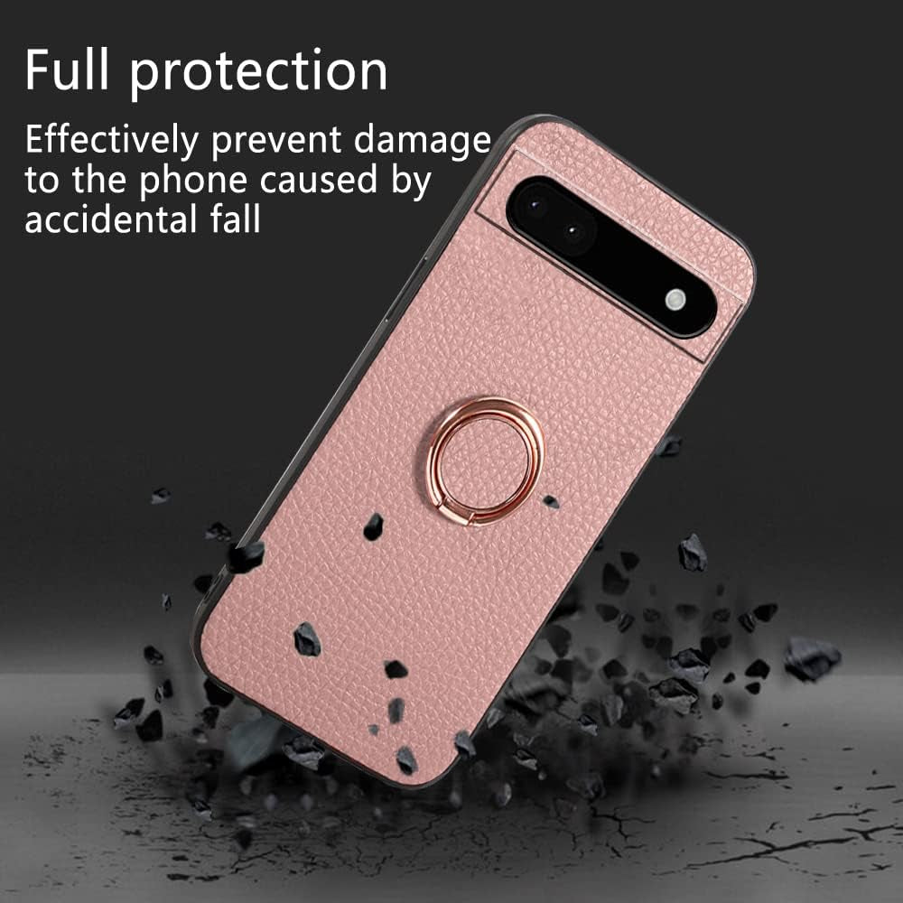 Compatible with Google Pixel 6 Pro Case with Ring Kickstand Pink,Google Pixel 6 Pro Phone Case Lychee Pattern Silicone Shockproof Holder Soft TPU Protective Slim Cover (Pink) …  Wousunly   