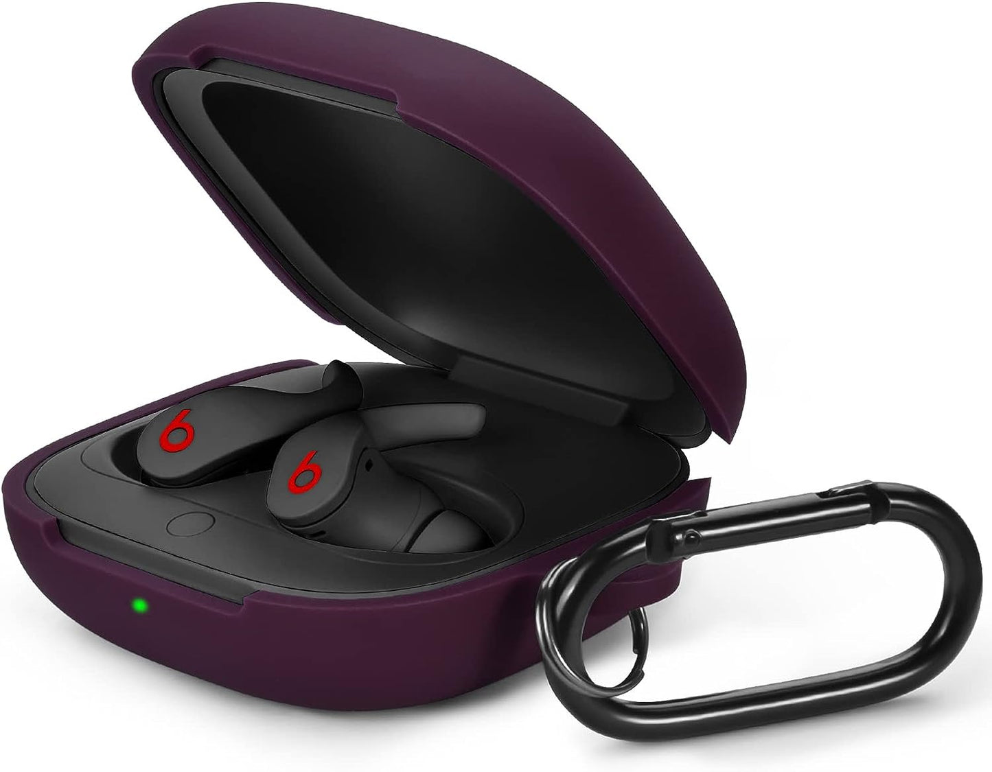 Beats Fit Pro Case Cover, AIRSPO Soft Silicone Case for Beats Fit Pro 2021 Shockproof Beats Fit Pro Earbuds Case Cover with Keychain (Black)  AIRSPO Dark Purple  