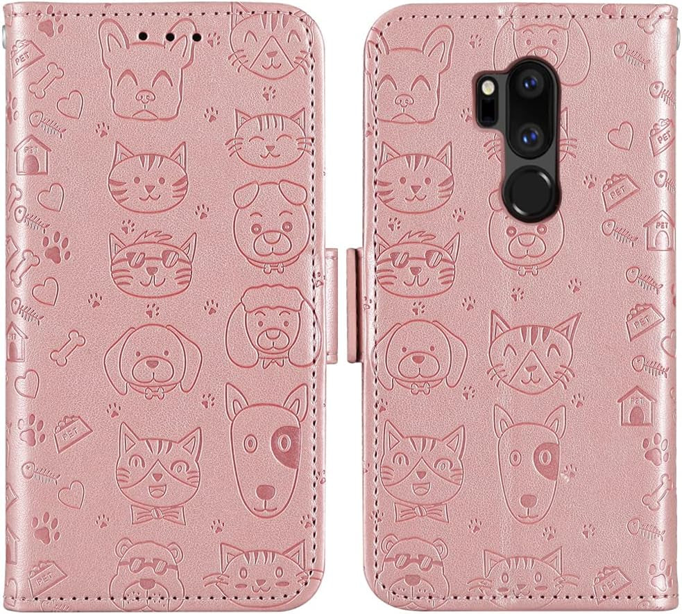 FDCWTSH Compatible with LG G7 Thinq Wallet Case Wrist Strap Lanyard Leather Flip Card Holder Stand Cell Phone Cover for LGG7 One G 7 plus LG7 Fit Lg7Thinq 7G Thin Q G7+ G7Thinq Lgg7Thinq Men Rose Gold  FDCWTSH   