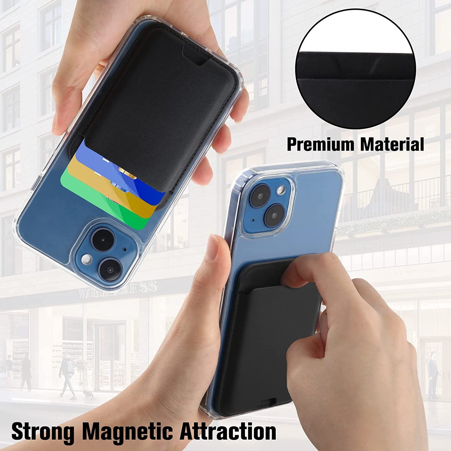 Mornex Magnetic Wallet with Magsafe Designed for Iphone 13 and Iphone 12 Series, Leather Magnetic Card Holder of Back Compatible with Iphone, Black  Mornex   