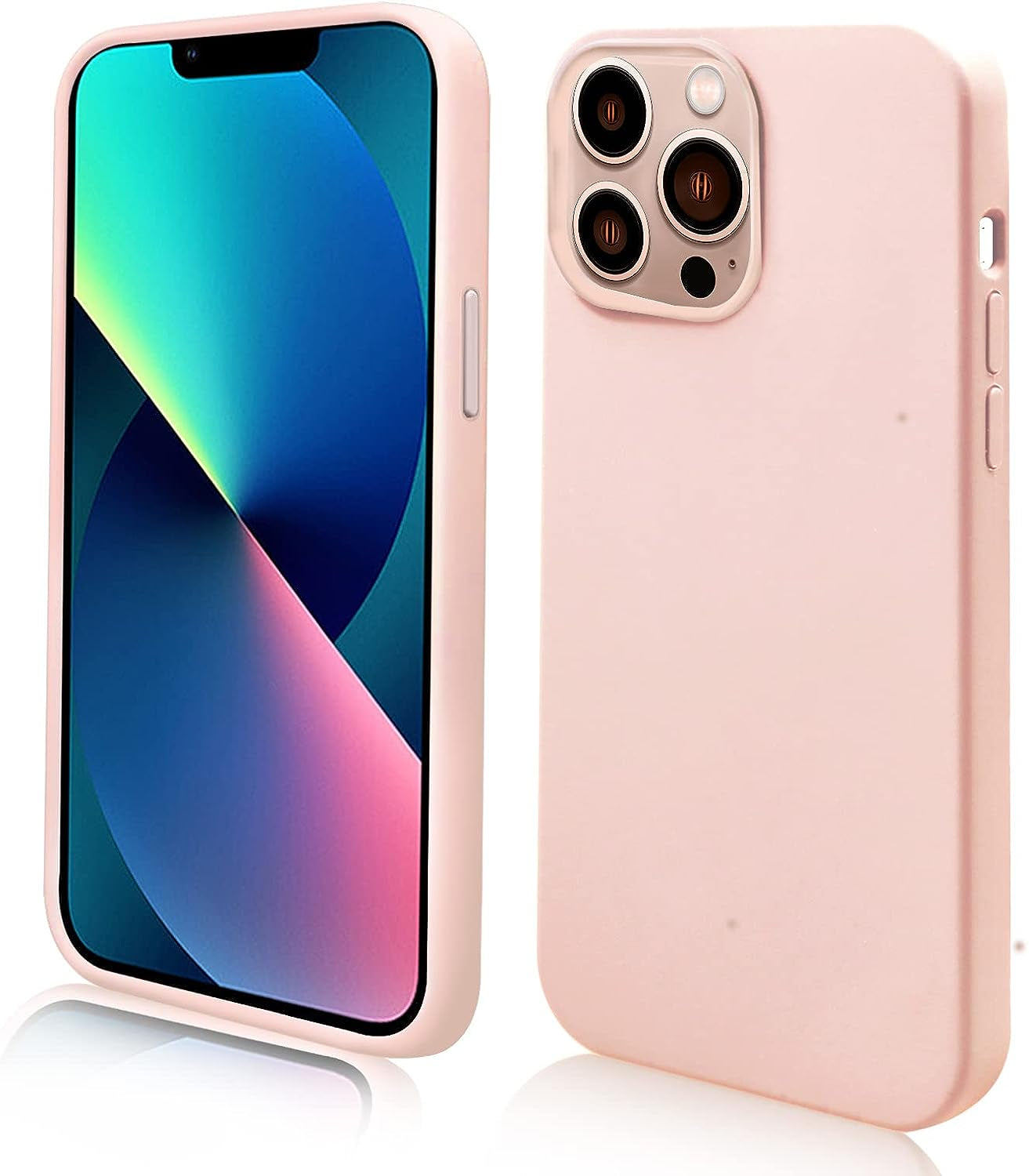 YOZEB Silicone Case Designed for Iphone 14, Shockproof Anti-Scratch and Anti-Fingerprint 4-Layer Full Body Protective Cover Slim Phone Case Compatible with Iphone 14 6.1 Inches (Blue)  YOZEB Pink- Iphone 13 Pro Max  