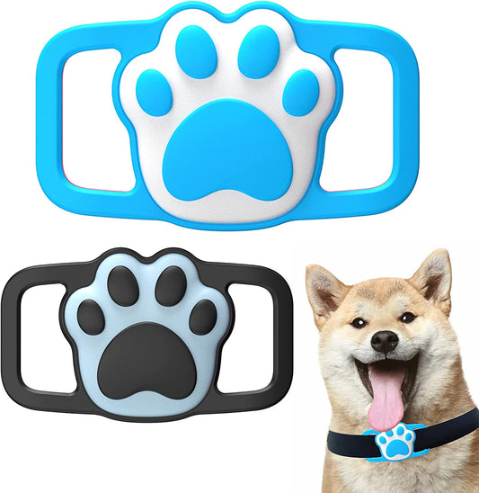 Neotrixqi Airtag Dog Collar Holder, Silicone Airtag Holder Accessories for Apple Airtags Tracker, Air Tag Case for Air Tags Pet Collar Airtag Loop Necklace Backpack Bag (Black+Blue)  NeotrixQI   
