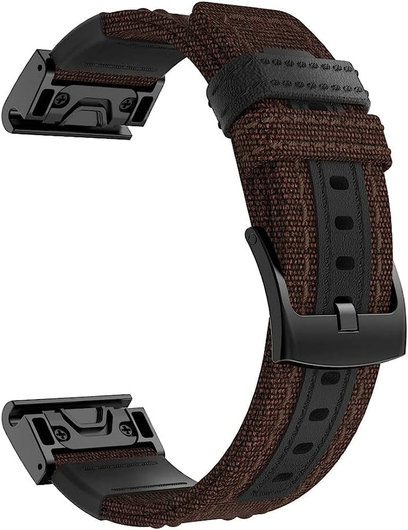 IOTUP Watch Strap 22 26Mm Quick Fit Smart Watch Band for Garmin Fenix 6 6X Pro 5X 5 plus 3 HR Canvas Wristband/Garmin Fenix Fenix 7X 7  IOTUP Brown For Mk1/MK2 