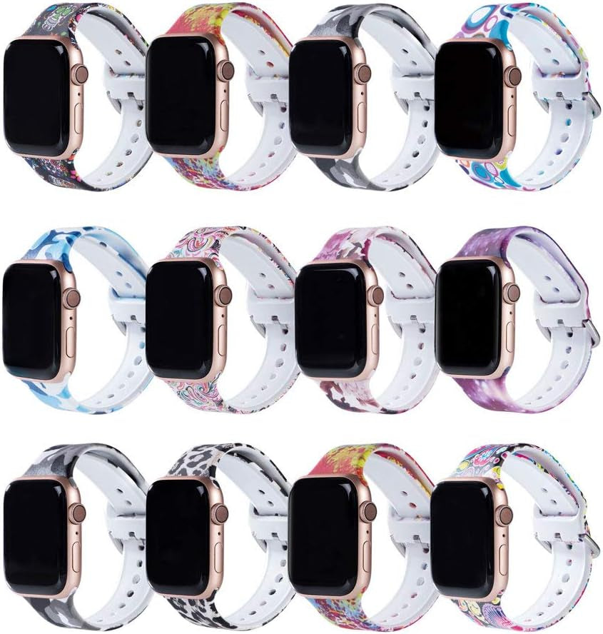 Hi-Yoohere Elegent Bands Compatible Wth Apple Watch 42Mm 44Mm 45Mm, Character Cool Skull Print Soft TPU Wristband Strap for Girls Women Iwatch SE & Series 7/6/5/4/3/2/1  Hi-Yoohere   