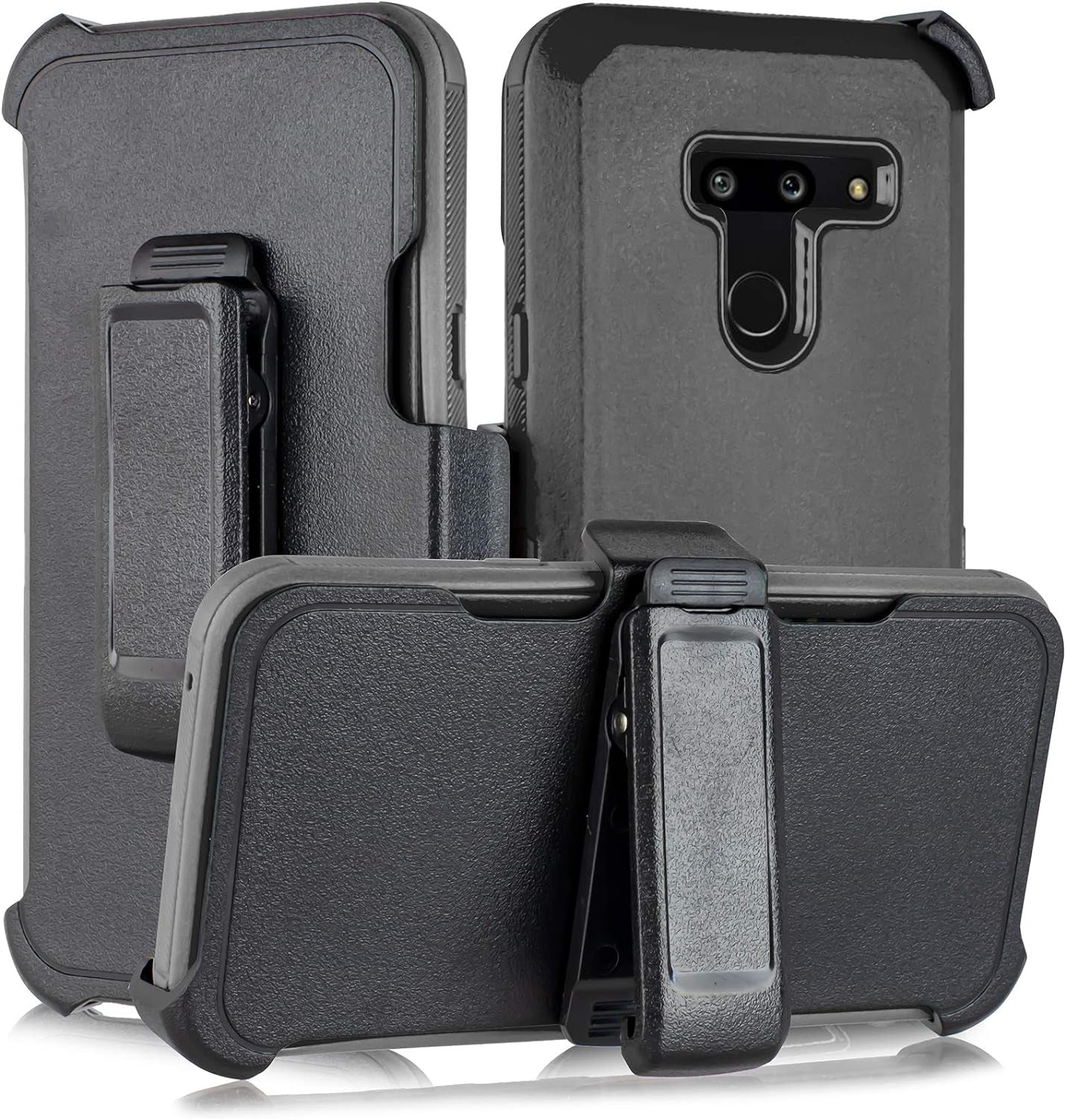 For LG G8 Thinq Case, LG G8 Case, W/Built-In [Screen Protector] Heavy Duty Full-Body Armor Case [Belt Clip Holster][Kickstand] (Black)  SPM   