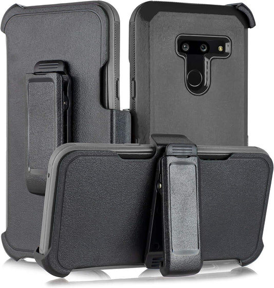 For LG G8 Thinq Case, LG G8 Case, W/Built-In [Screen Protector] Heavy Duty Full-Body Armor Case [Belt Clip Holster][Kickstand] (Black)  SPM   