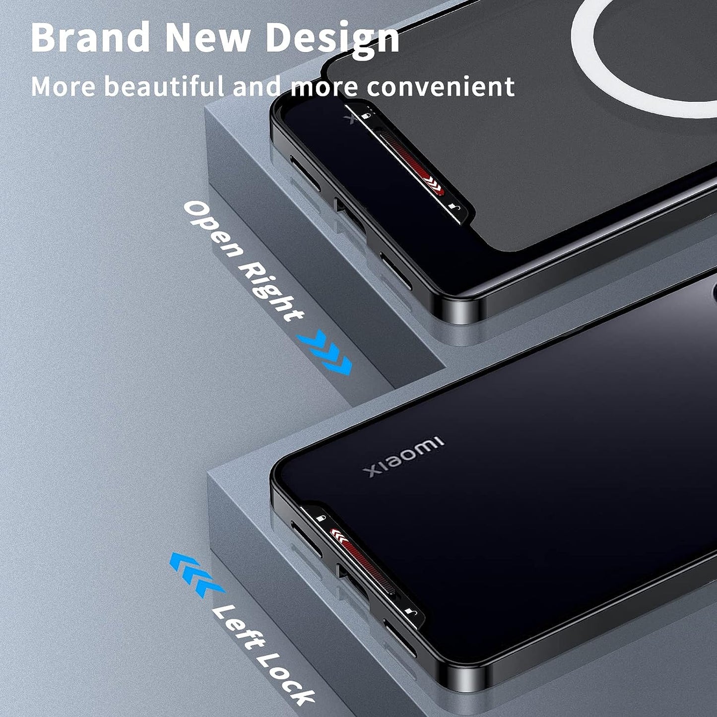 Tffozssi Case for Xiaomi 13, Compatible with Magsafe Magnetic Adsorption Metal Bumper Back Translucent Matte PC Cover, Black  Tffozssi   