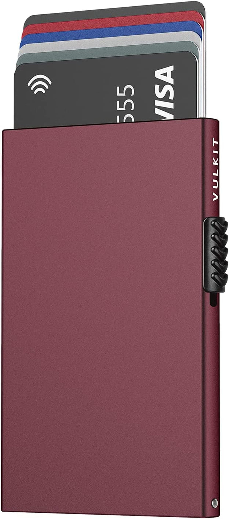 VULKIT Minimalist Credit Card Holder Pop up Cards RFID Protection Slim Metal Wallet  VULKIT Wine  