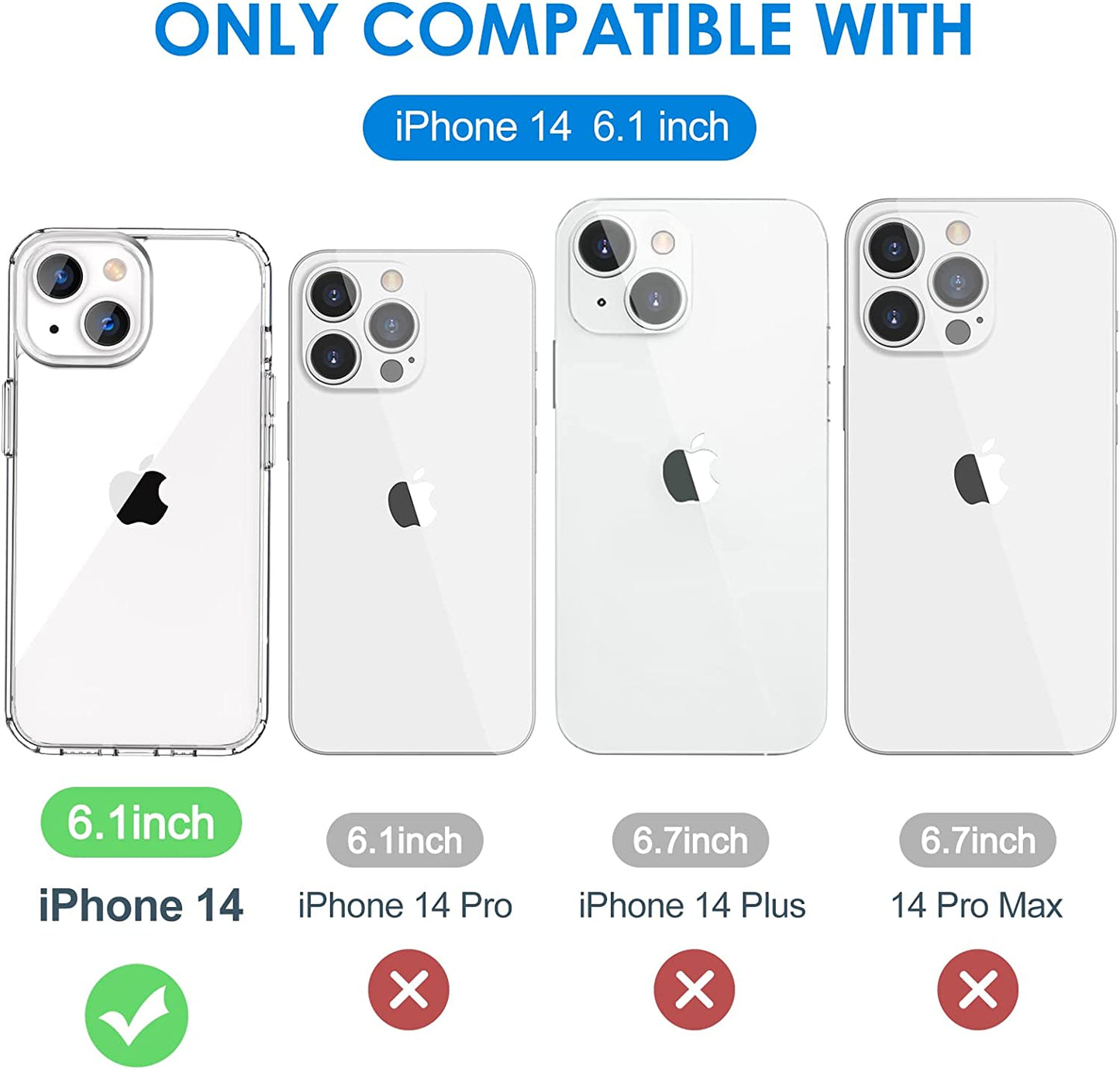 Hython Case for Iphone 14 Case Clear, Non Yellowing Crystal Clear Anti-Scratch Hard PC & Non-Slip Soft TPU Bumper Cover Transparent Slim Fit Shockproof Protective Phone Cases for Iphone 14 6.1", Clear  Hython   