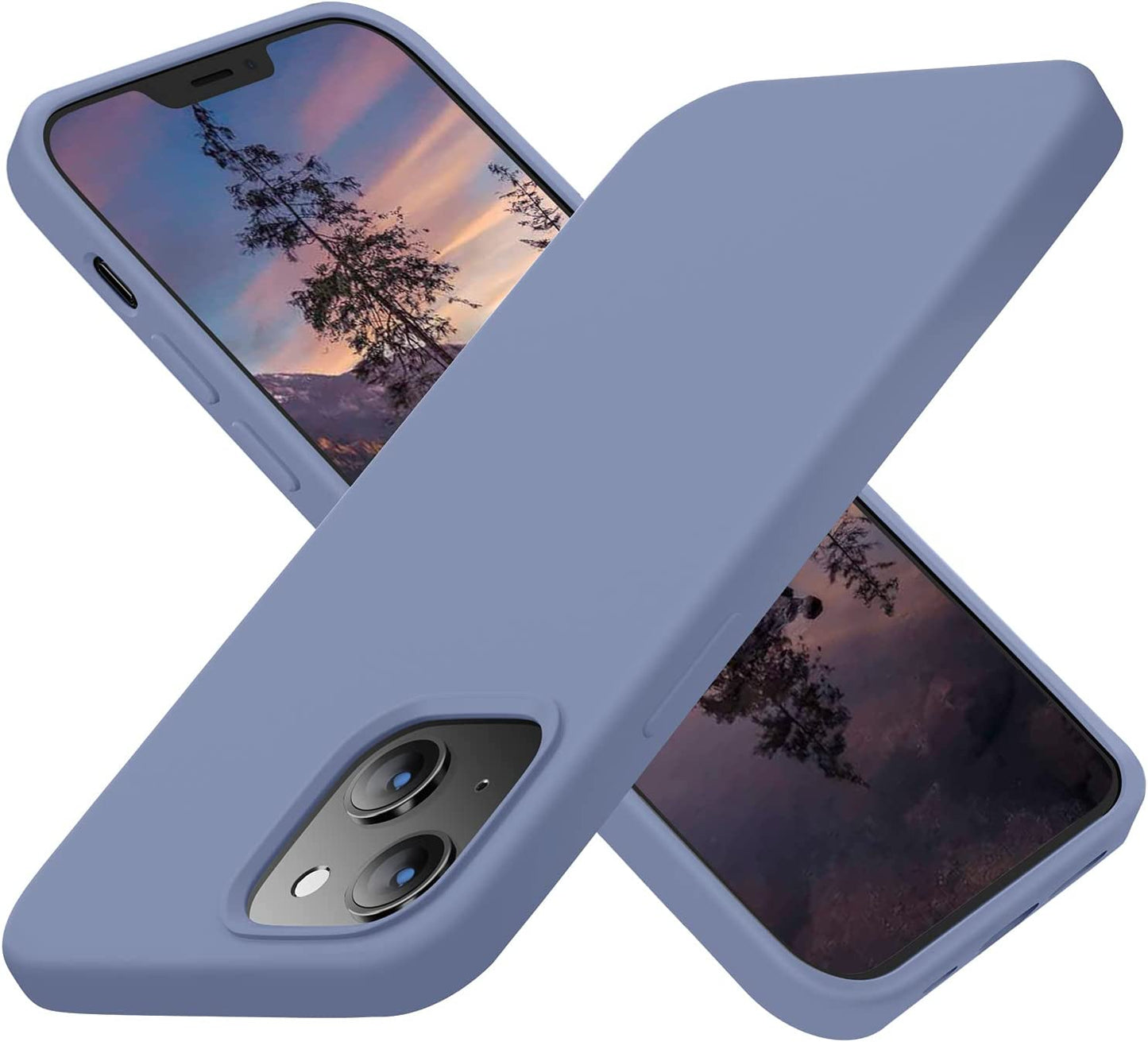 Cordking Designed for Iphone 13 Case, Iphone 14 Case, Silicone Ultra Slim Shockproof Protective Phone Case with [Soft Anti-Scratch Microfiber Lining], 6.1 Inch, Blue  Cordking Lavender Gray  