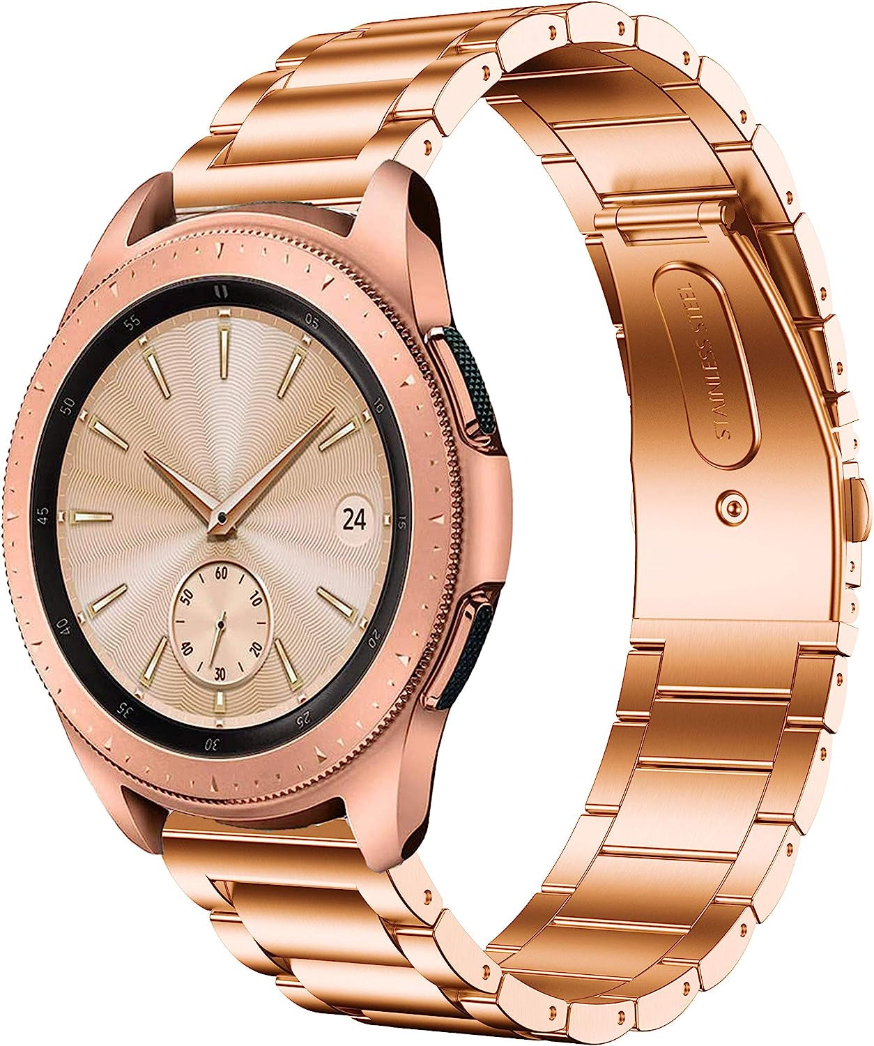 Anrir Compatible for Garmin Vivoactive 3 Watch Band, 20Mm Stainless Steel Watch Strap for Garmin Forerunner 645/Forerunner 245/Samsung Galaxy Watch 42Mm/ Galaxy Watch Active 40Mm Smart Watch - Black  Anrir Rose gold  