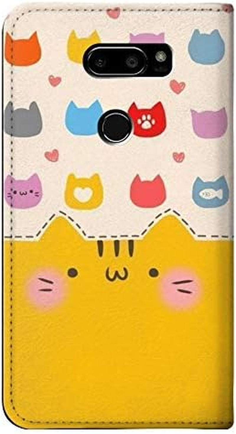 RW2442 Cute Cat Cartoon Funny PU Leather Flip Case Cover for LG V30, LG V30 Plus, LG V30S Thinq, LG V35, LG V35 Thinq  jjphonecase   