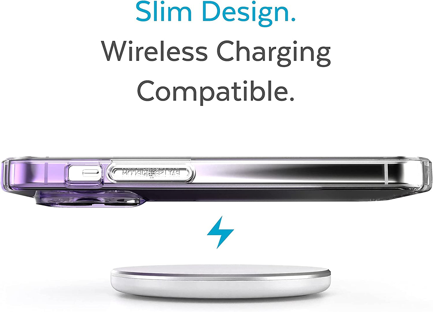 Speck Clear Iphone 14 Pro Case - Drop Protection, Scratch Resistant Dual Layer Slim Phone Case for 6.1" Iphone 14 Pro - Anti-Yellowing & Anti-Fade Case - Ombre Amethyst Purple Fade/Clear Gemshell  Speck Products   