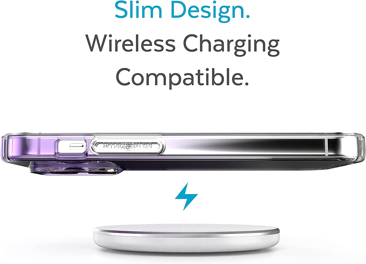 Speck Clear Iphone 14 Pro Case - Drop Protection, Scratch Resistant Dual Layer Slim Phone Case for 6.1" Iphone 14 Pro - Anti-Yellowing & Anti-Fade Case - Ombre Amethyst Purple Fade/Clear Gemshell  Speck Products   