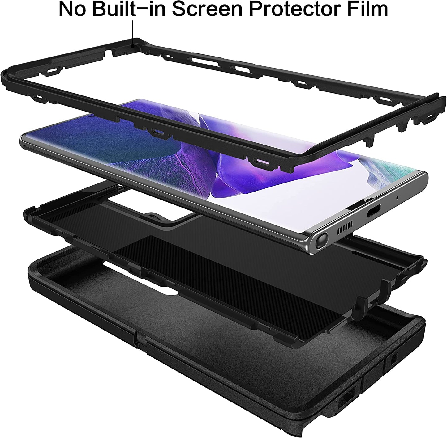 MXX Galaxy Note 20 Ultra Heavy Duty Case - 3 Layers, Rugged Rubber Shockproof Protection (Black)  MXx Accessories inc   