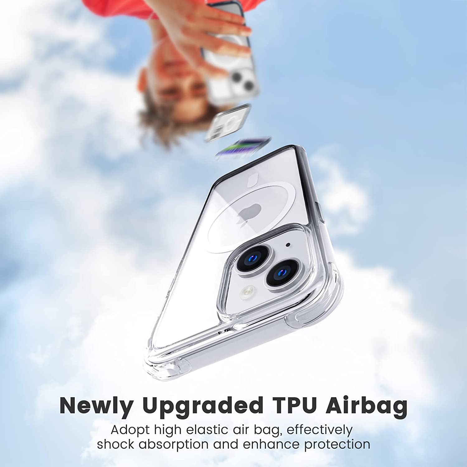 Mkeke Magnetic Designed for Iphone 14 Case for Iphone 13 Case Clear with Magsafe [Military Grade Drop Protection] [Not Yellowing] Shockproof Phone Case for Apple Iphone 13/14 - Black Clear  Shenzhen Make Technology Company Limited   