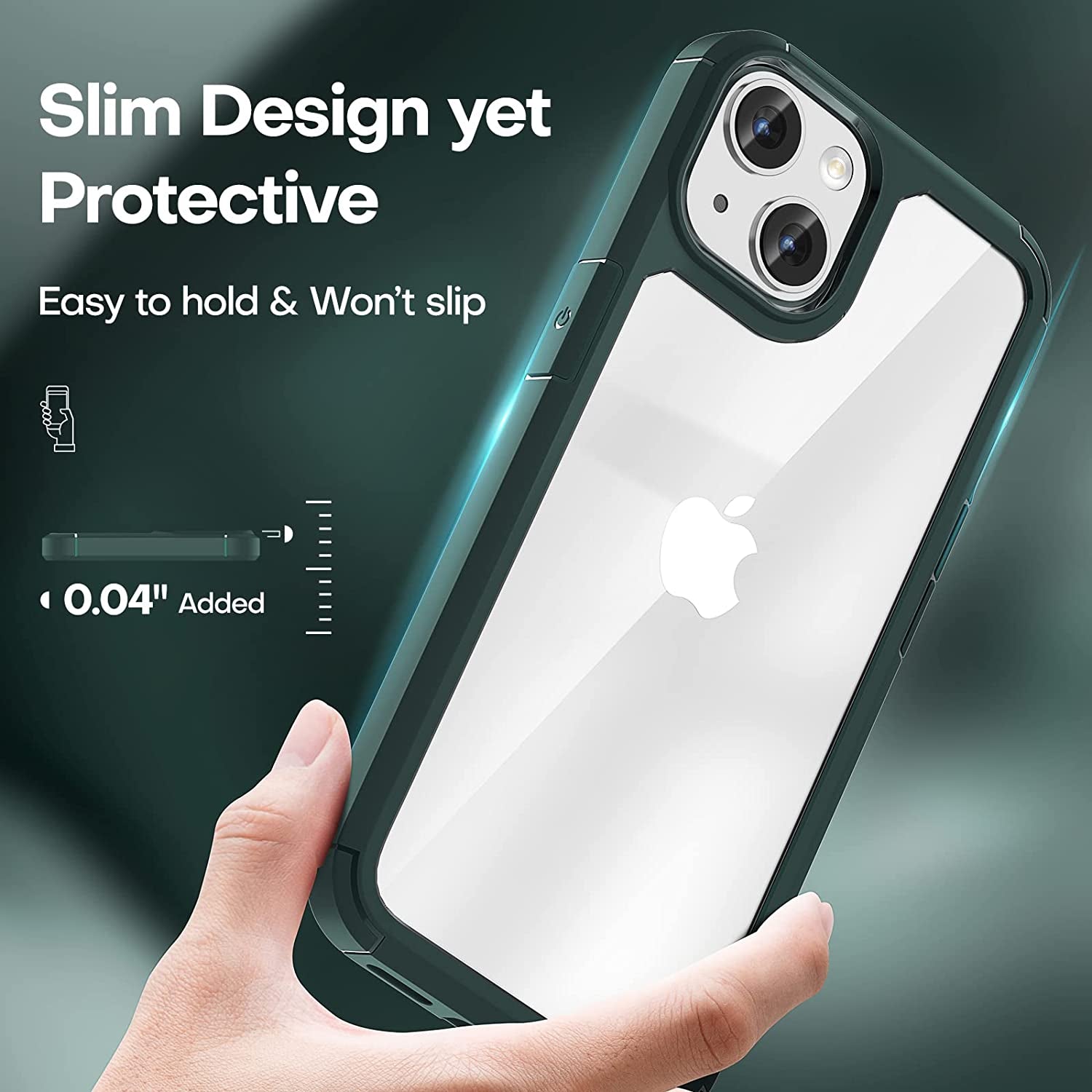 TAURI [5 in 1 Designed for Iphone 14 plus Case, [Not-Yellowing] with 2X Tempered Glass Screen Protector + 2X Camera Lens Protector, [Military-Grade Drop Protection] Slim Phone Case 6.7 Inch Green  TAURI   
