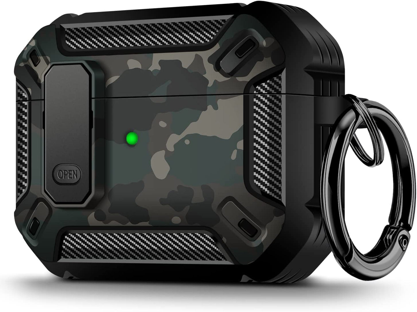Youskin Airpod Pro Case Secure Lock Clip Case,Carbon Fiber Military Armor Series Full-Body Rugged Hard Shell Airpod Pro Case for Men Women with Keychain，Blue Camo  Youskin Green Camo  
