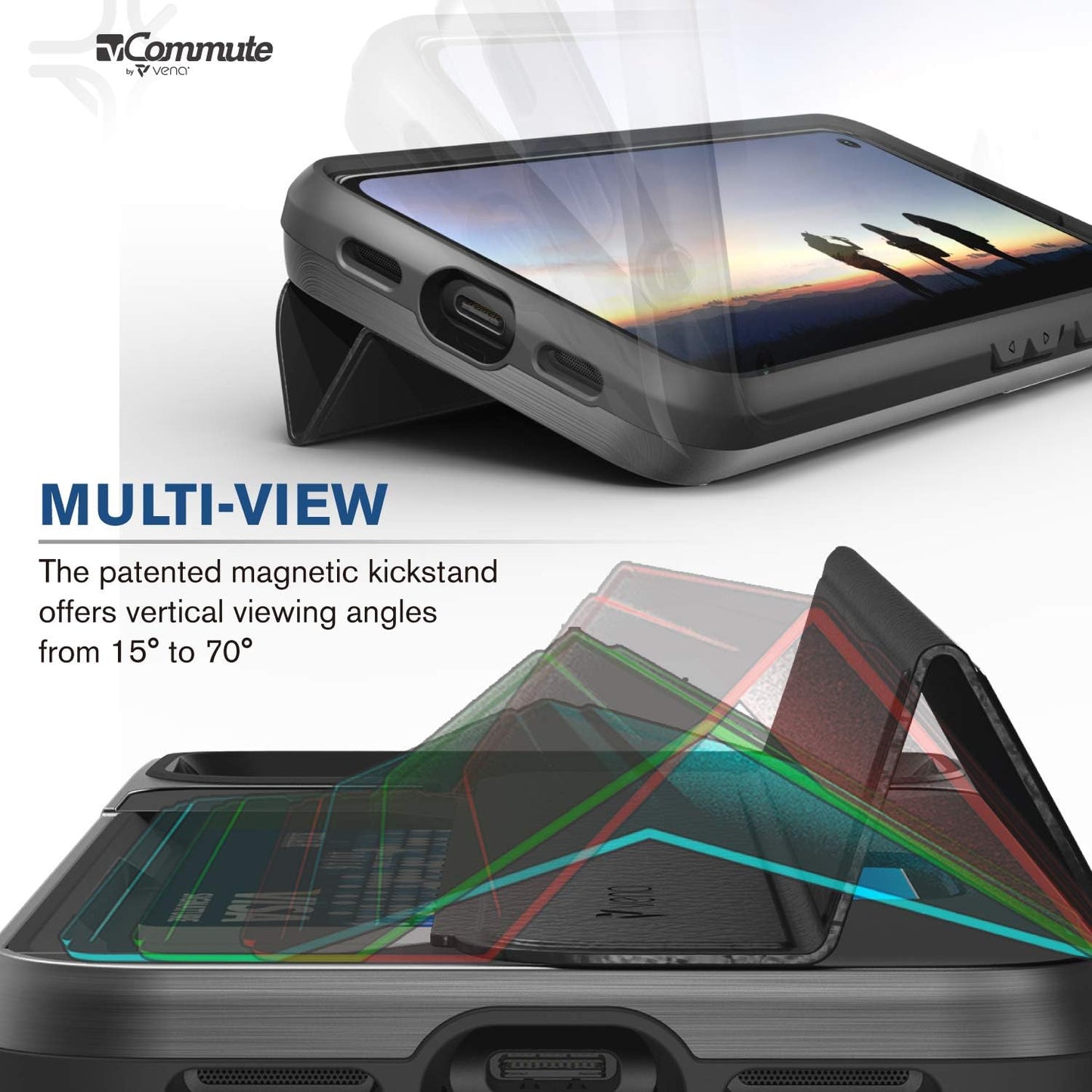 VENA Vcommute Wallet Case Compatible with Google Pixel 4A 5G (6.2"-Inch), (Military Grade Drop Protection) Flip Leather Cover Card Slot Holder with Kickstand - Space Gray  VENA   