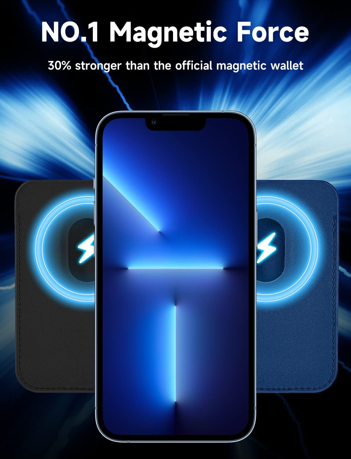 Kimguard [2 Pack Magnetic Card Wallet Holder with Mag-Safe for Iphone 14 Pro Max/14 Plus/14 Pro/14, for Iphone 13 Pro Max/13 Pro/13/13 Mini, for Iphone 12/12 Pro/12 Max/12 Mini, Black & Blue  Kimguard   