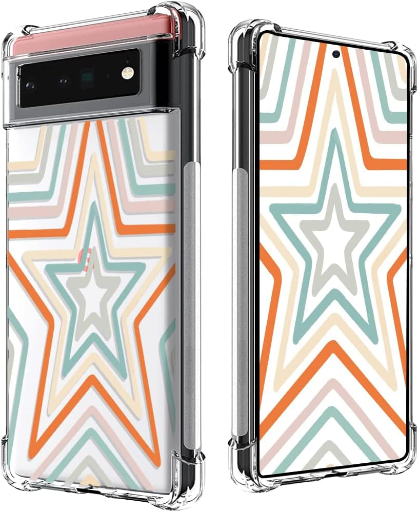 BEIMEITU for Google Pixel 6 Clear Case Kids Cute Cat Colored, Women Girls Kids Cartoon Cat Pattern Lovely Case Cover, Shockproof Protect Girly Phone Case for Google Pixel 6 6.4"  BEIMEITU Stars For Pixel 6 