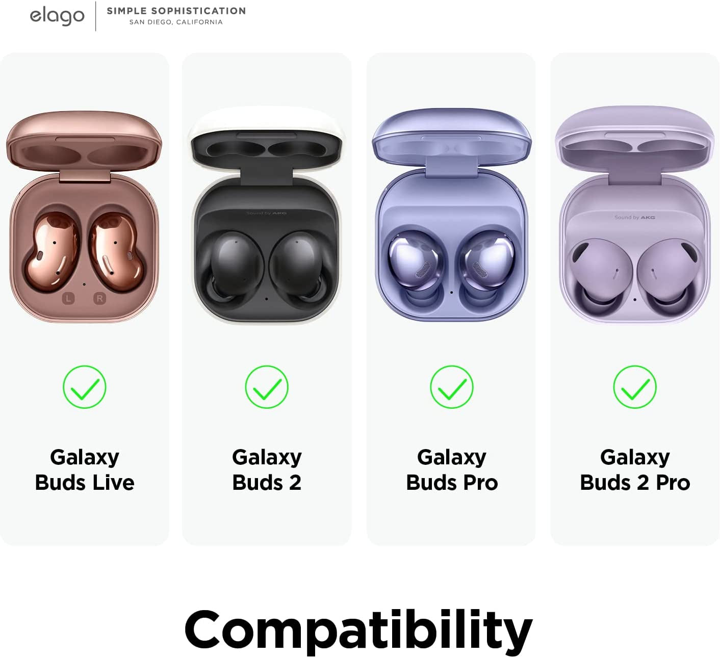 Elago Silicone Hang Case Compatible with Samsung Galaxy Buds 2 Pro Case (2022) / Galaxy Buds 2 Case (2021) / Galaxy Buds Pro Case (2021) / Galaxy Buds Live Case (2020) [Lavender Grey]  elago   