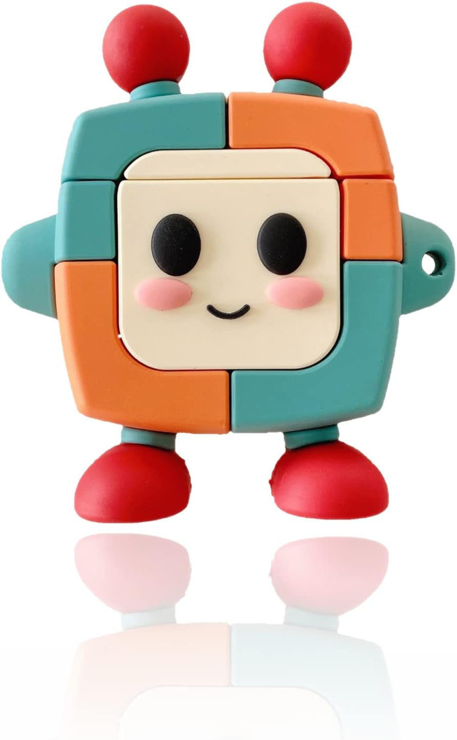 YAKVOOK for Airpod 2/1 Cover Case,Cute 3D Cartoon Panda Airpods 2Nd Generation Cover Kawaii Soft Silicone Protective Cover with Keychain Shockproof Charging Case for Airpods 1&2 for Girls Women  Yatchen Robot Orange AirPods 3 