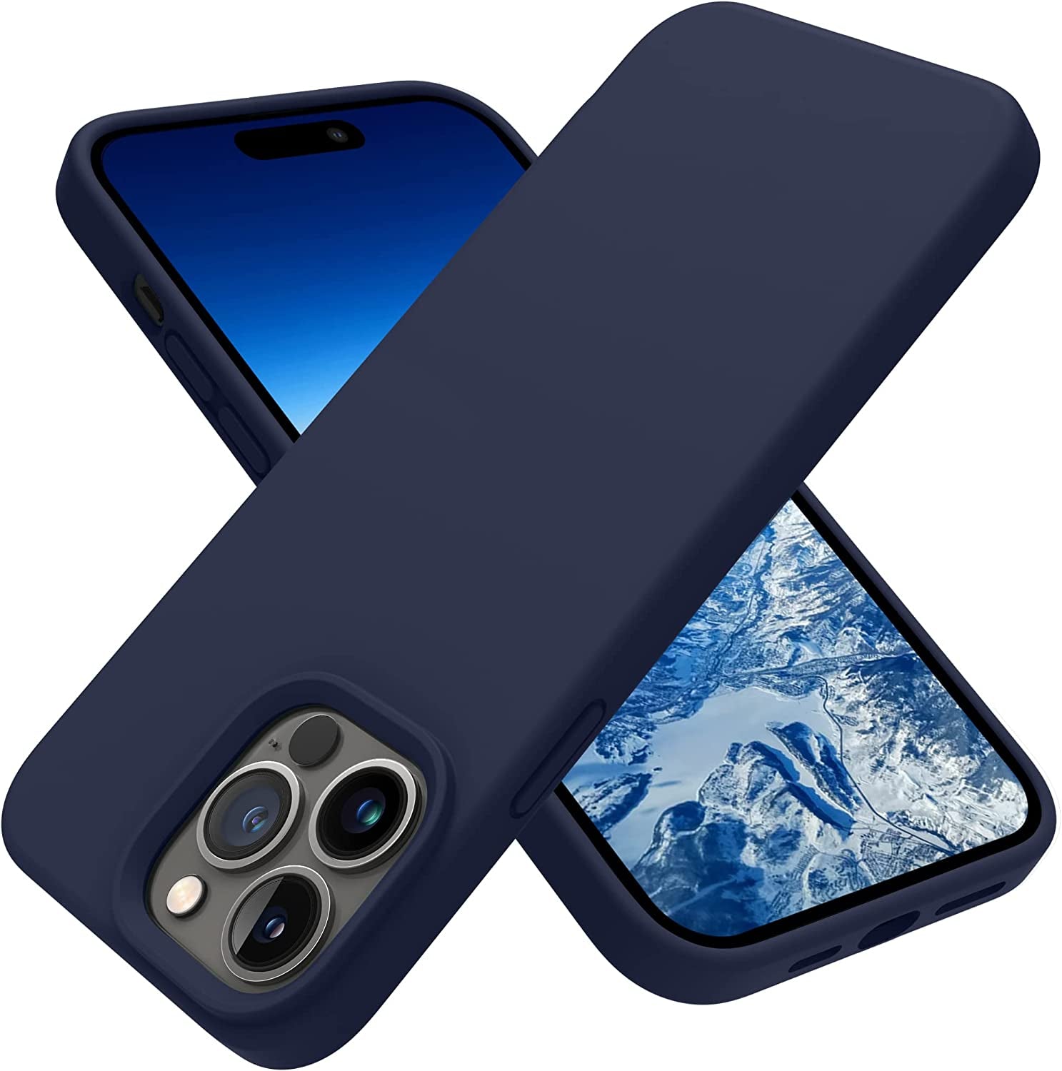 OTOFLY Designed for Iphone 14 Pro Case, Silicone Shockproof Slim Thin Phone Case for Iphone 14 Pro 6.1 Inch (Calke Green)  OTOFLY Direct Midnight Blue  