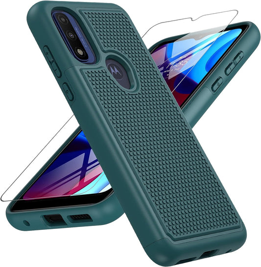BNIUT for Motorola Moto G Pure Case: Dual Layer Protective Heavy Duty Cell Phone Cover Shockproof Rugged with Non Slip Textured Back - Military Protection Bumper Tough - 6.5Inch (Dark Green)  binghexin   