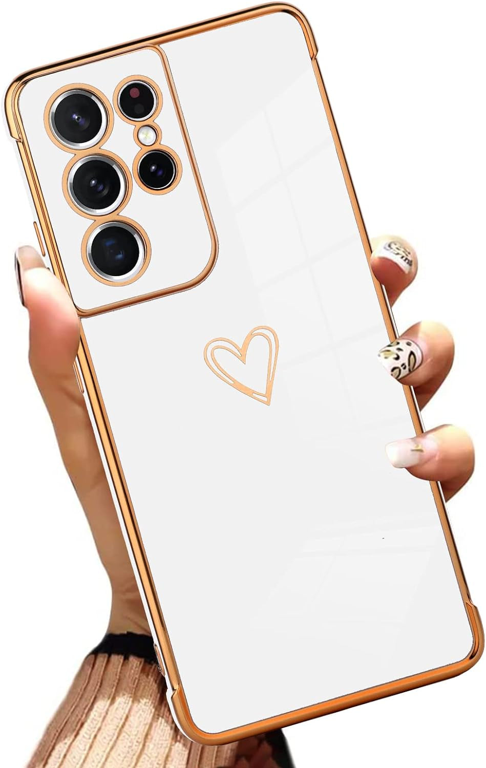 AIGOMARA Compatible Samsung Galaxy S21 Ultra Case with Strap Kickstand Butterflies Shockproof Protection Soft TPU and Hard PC Anti-Scratch Cover for S21 Ultra  AIGOMARA Plating-White  