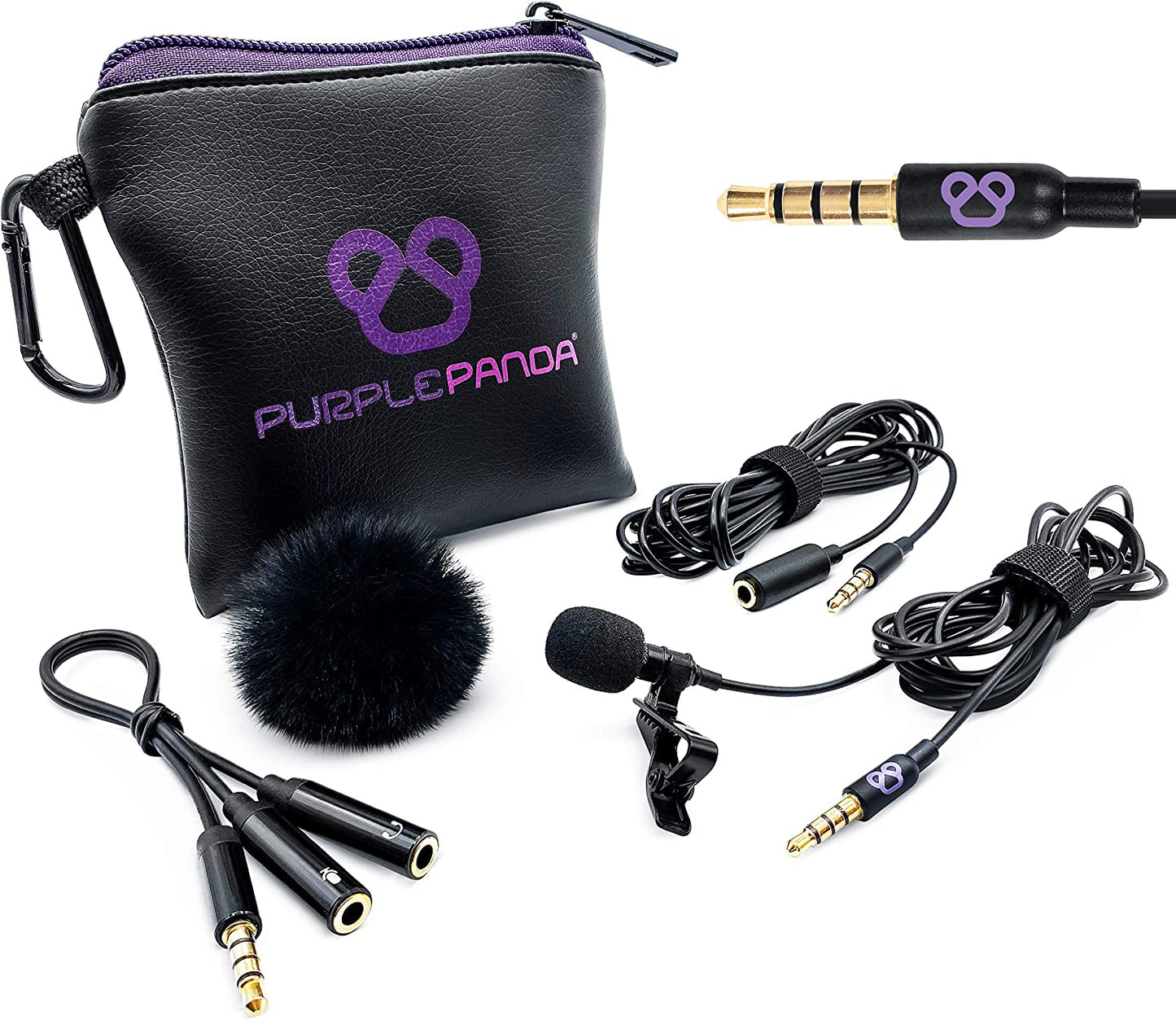Purple Panda Smartphone Lavalier Lapel Microphone with 3.5Mm Plug - Omnidirectional Condenser Clip on Lav Mic Kit - Compatible with Iphone, Android, Samsung, Ipad, Tablets - Skype/Zoom, Video Calls  Purple Panda   