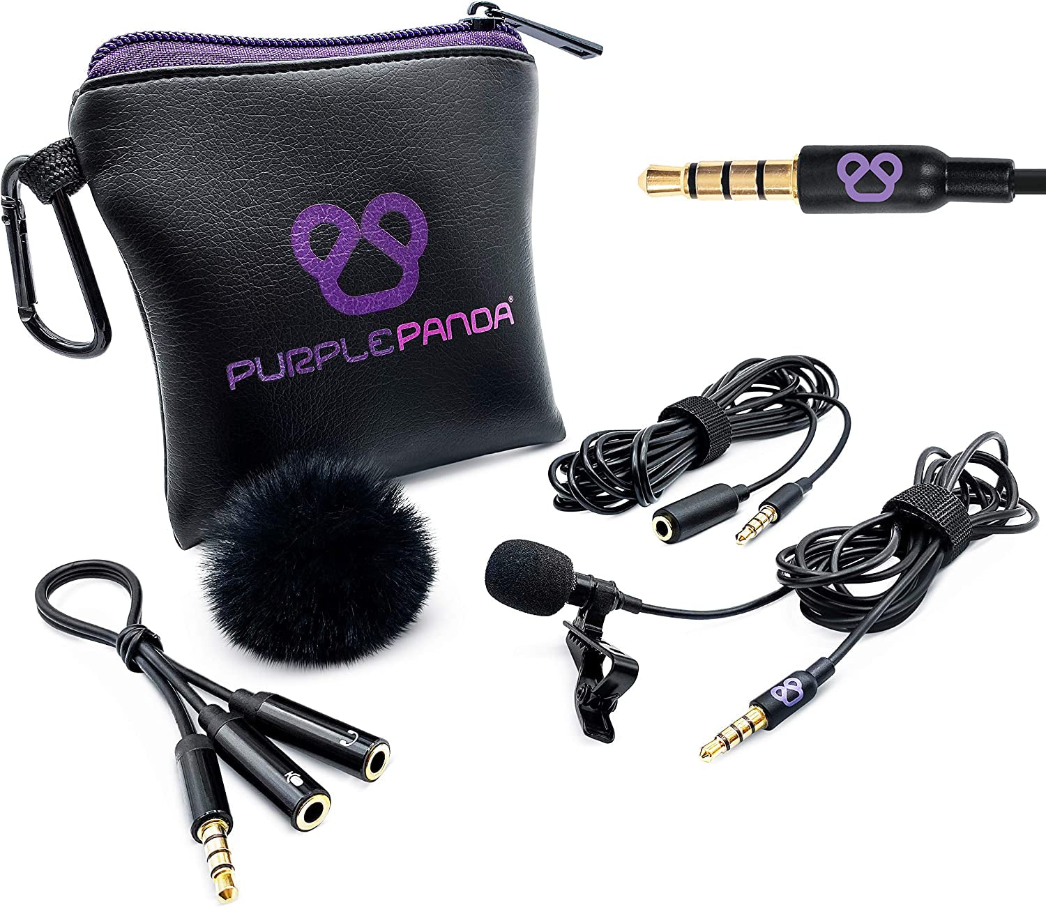 Purple Panda Smartphone Lavalier Lapel Microphone with 3.5Mm Plug - Omnidirectional Condenser Clip on Lav Mic Kit - Compatible with Iphone, Android, Samsung, Ipad, Tablets - Skype/Zoom, Video Calls  Purple Panda   