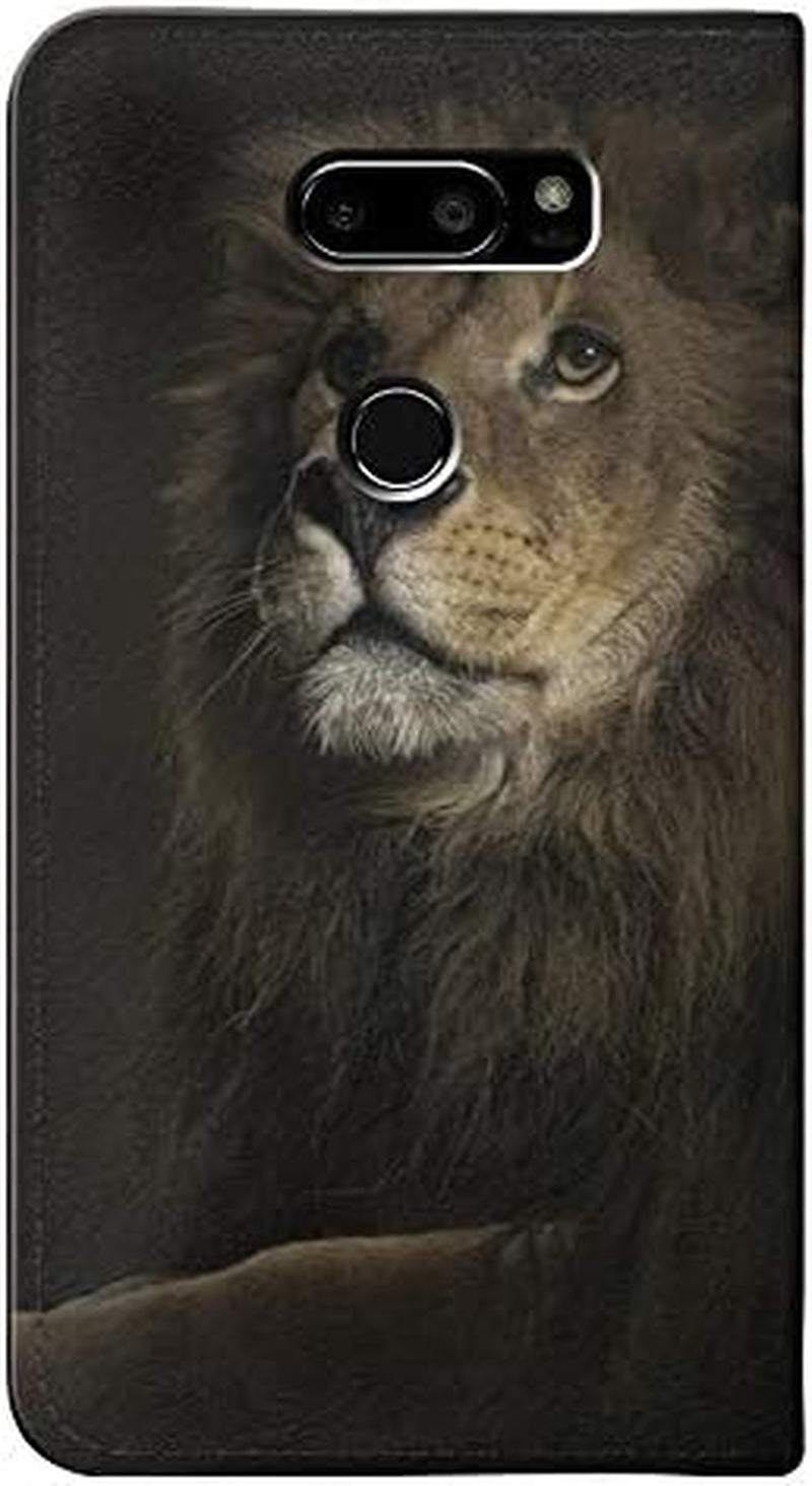 RW0472 Lion PU Leather Flip Case Cover for LG V30, LG V30 Plus, LG V30S Thinq, LG V35, LG V35 Thinq  jjphonecase   