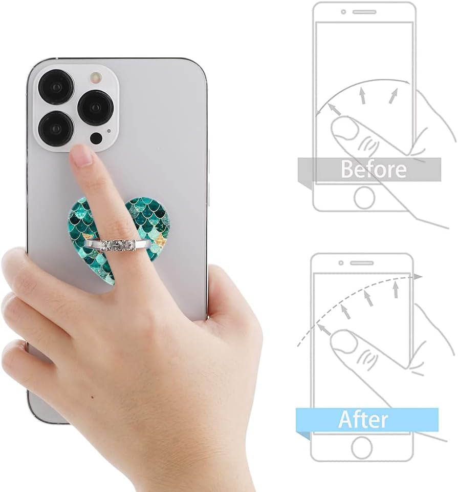 BF2JK Cell Phone Love Ring Holder Stand Clear Diamond Finger Grip Loop 360 Degree Rotation Finger Ring Stand Blue Green Colorful Mermaid Scales  BF2Jk   