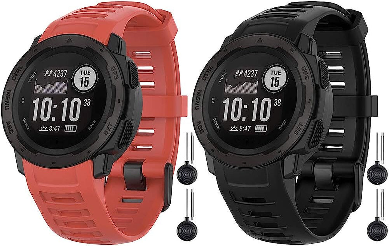 Vozehui Bands Compatible with Garmin Instinct Sports GPS, Soft Silicone Adjustable Replacement Wristbands for Garmin Instinct/Instinct Tide/Instinct Tactical  Vozehui Black+Red  