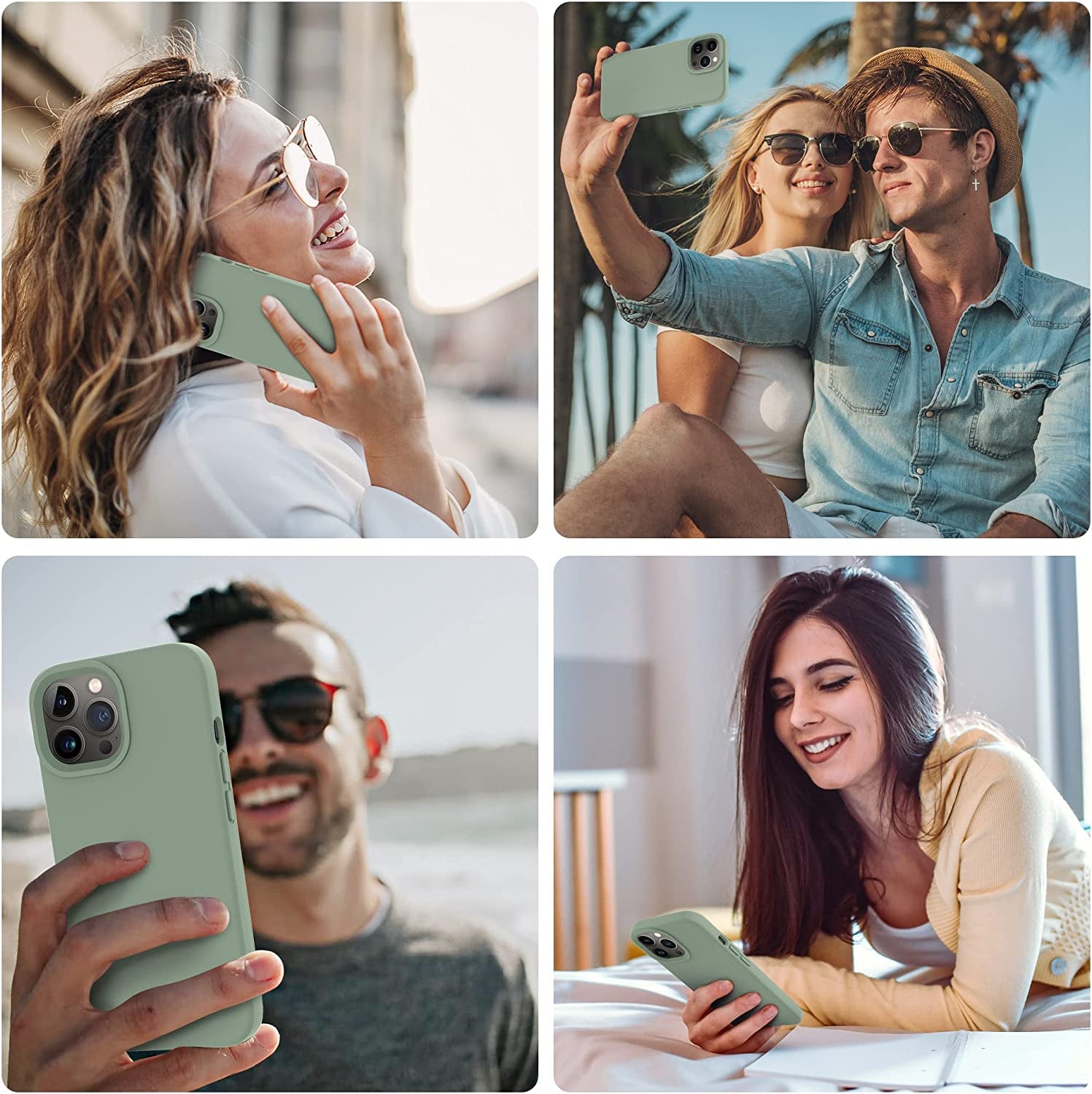 OTOFLY Designed for Iphone 14 Pro Case, Silicone Shockproof Slim Thin Phone Case for Iphone 14 Pro 6.1 Inch (Calke Green)  OTOFLY Direct   