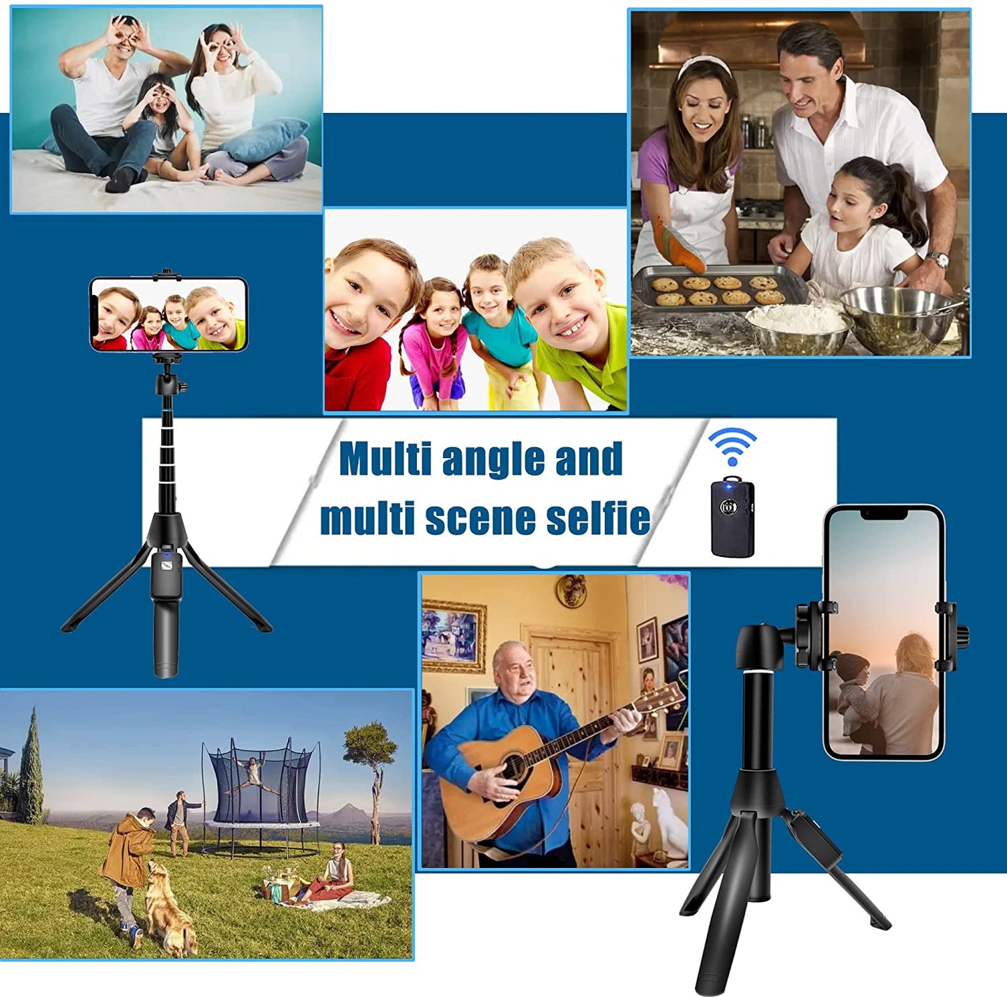 Selfie Stick, 40 Inch Extendable Selfie Stick Tripod,Phone Tripod with Wireless Remote Shutter,Group Selfies/Live Streaming/Video Recording Compatible with All Cellphones  BZE   