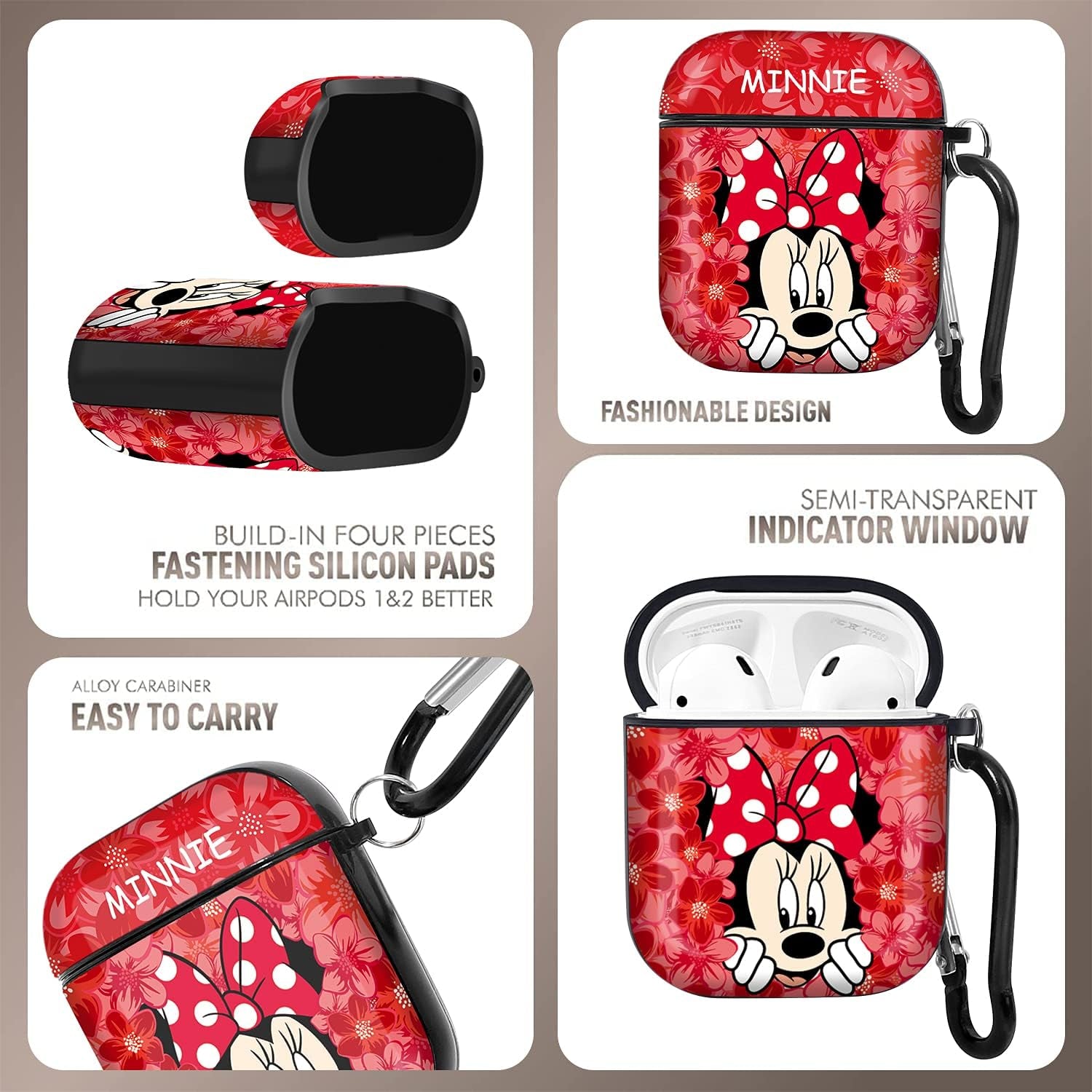 Airpods Case Cover with Keychain, Full Protective Silicone Case for Apple Airpods 1 & 2 Accessories Skin Cover for Women Girl ,Airpods Wireless Charging Case (RED)  FREEER LLC   