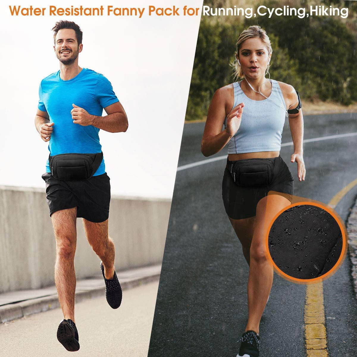 Large Fanny Pack for Women Men - Syican Waist Bag with 4-Zipper Pockets, Gifts for Enjoy Sports Traveling Workout Casual Hands-Free Crossbody Bags Fits MAX 7.9'' Ipad & 6.6'' Phone  Syican   