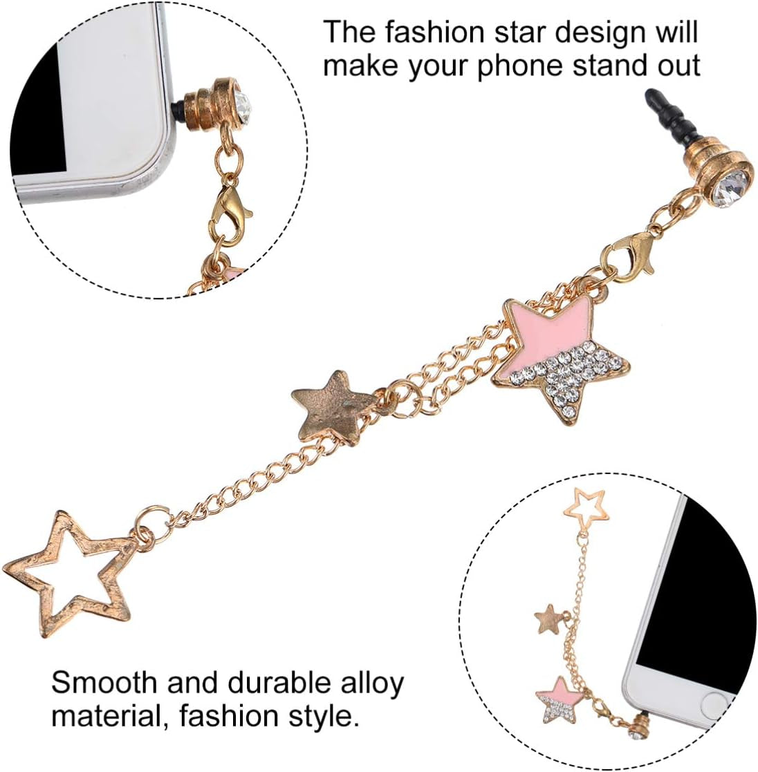 Hemobllo 3Pcs Cell Phone Dust Plug Cute Star Dust Plug Charm Earphone Anti-Dust Plug for Phone Headphone Smartphone Earphone 3.5Mm  Hemobllo   