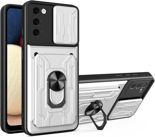 Ccsmall Case for Samsung Galaxy Note 20 5G with Card Holder, Heavy Duty Protection Phone Case with Magnetic Ring Kickstand Slide Camera Cover for Samsung Galaxy Note 20 4G/5G LJK White  CCSmall   