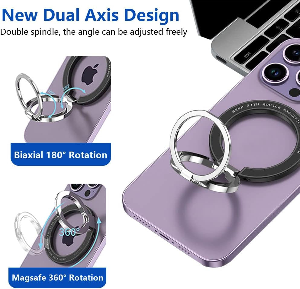 Kinizuxi Dual Ring Phone Ring Holder for Magsafe, Magnetic Finger Phone Ring Stand Holder, Adjustable Magnet Finger Ring Grip Compatible with Iphone 14/13/12 Series  Marrain   